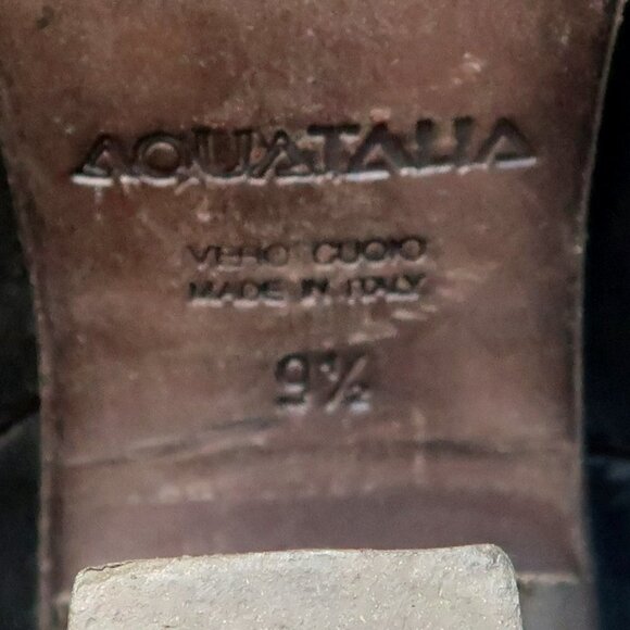 Aquatalia Black Suede Leather Block Heel Chelsea Ankle Boots / Booties Size 9.5 - Picture 8 of 16